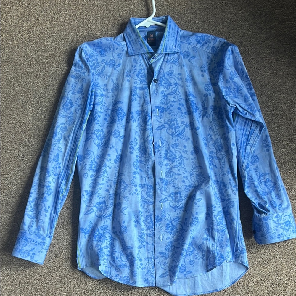 Italian Designer Blue Floral Men's Shirt